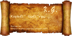 Kopkó György névjegykártya